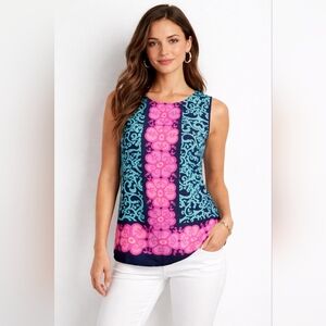Lilly Pulitzer Iona Fountain Hopping Print Silk Shirt